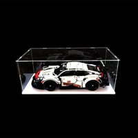 MEEC Priehľadná akrylová výklopná vitrína s bielou základňou na akčné figúrky, stohovateľný pultový box, 55x33x30 cm 3