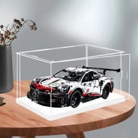 MEEC Priehľadná akrylová výklopná vitrína s bielou základňou na akčné figúrky, stohovateľný pultový box, 55x33x30 cm 1