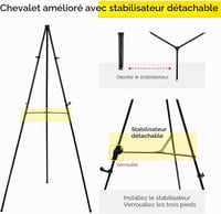 Set 6 șevalete metalice de expoziție MEEDEN, 63 inch, pliabile, cu geantă de transport, pentru pânze, panouri de nuntă, prezentări și afișe 2