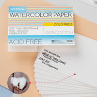 Bloc de hârtie pentru acuarelă MEEDEN, 100% bumbac, 300 g/m², 20 coli, presată la rece, fără acid, hârtie artistică pentru acuarelă, guașă și cerneală, 12,7 x 17,8 cm 2