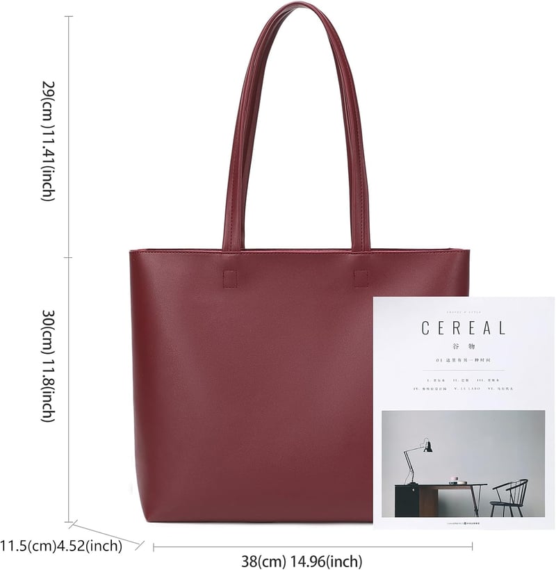 MEEGIRL női táska PU bőr shopper cipzárral és belső zsebbel munka iskolához