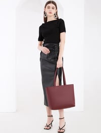 MEEGIRL női táska PU bőr shopper cipzárral és belső zsebbel munka iskolához 5