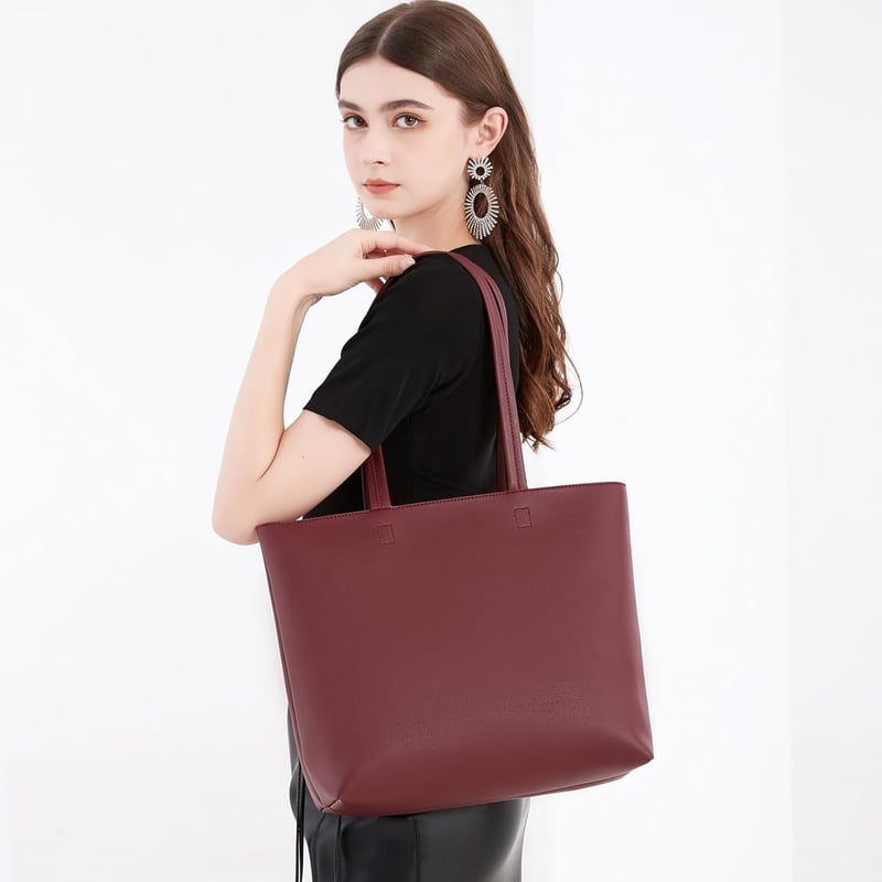MEEGIRL női táska PU bőr shopper cipzárral és belső zsebbel munka iskolához