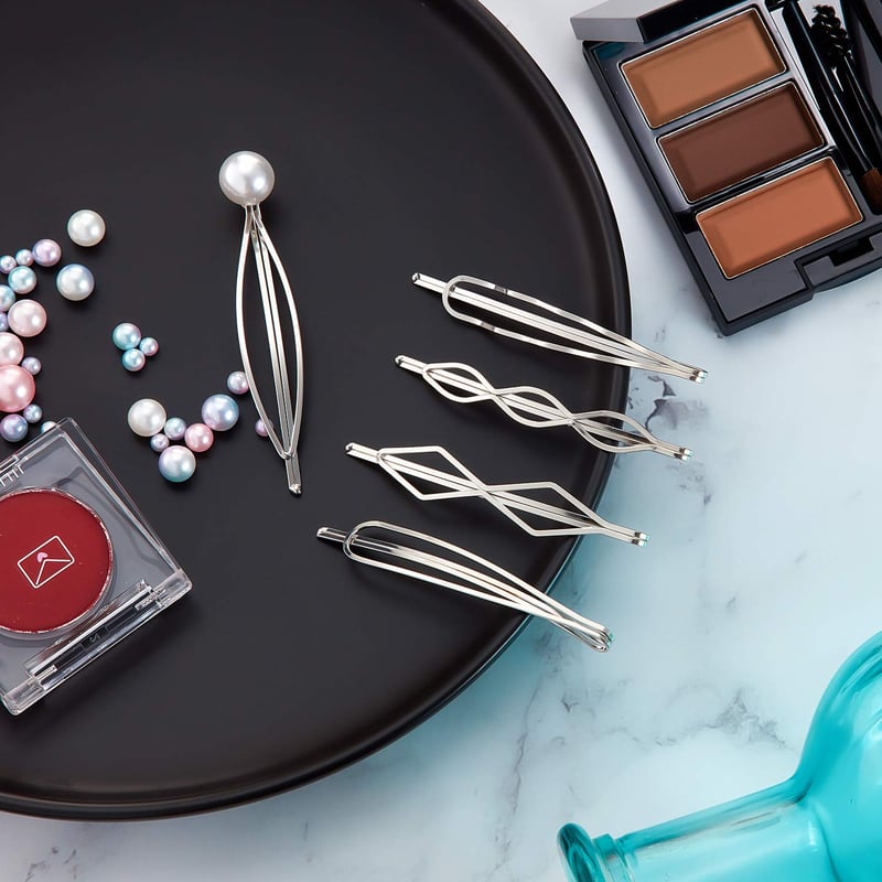 meekoo Agrafuri Geometrice de Păr Metalice 10 buc - Ornamente de Păr Minimaliste Argintii pentru Femei în 5 Stiluri Diferite, Accesorii de Păr Elegante