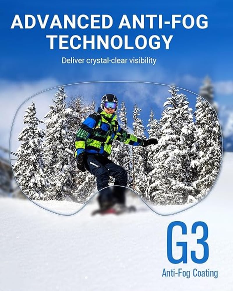 Meeloog keret nélküli sí és snowboard símaszk OTG szemüveg alá páramentesítő UV400 védelemmel férfiaknak és nőknek