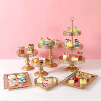 MEETOZ set od 7 stalaka za tortu i pladnjeva za kolače, metalni držač za cupcakes, posuda za serviranje voća i deserta za darivanje djeteta, vjenčanja, rođendane i zabave 5
