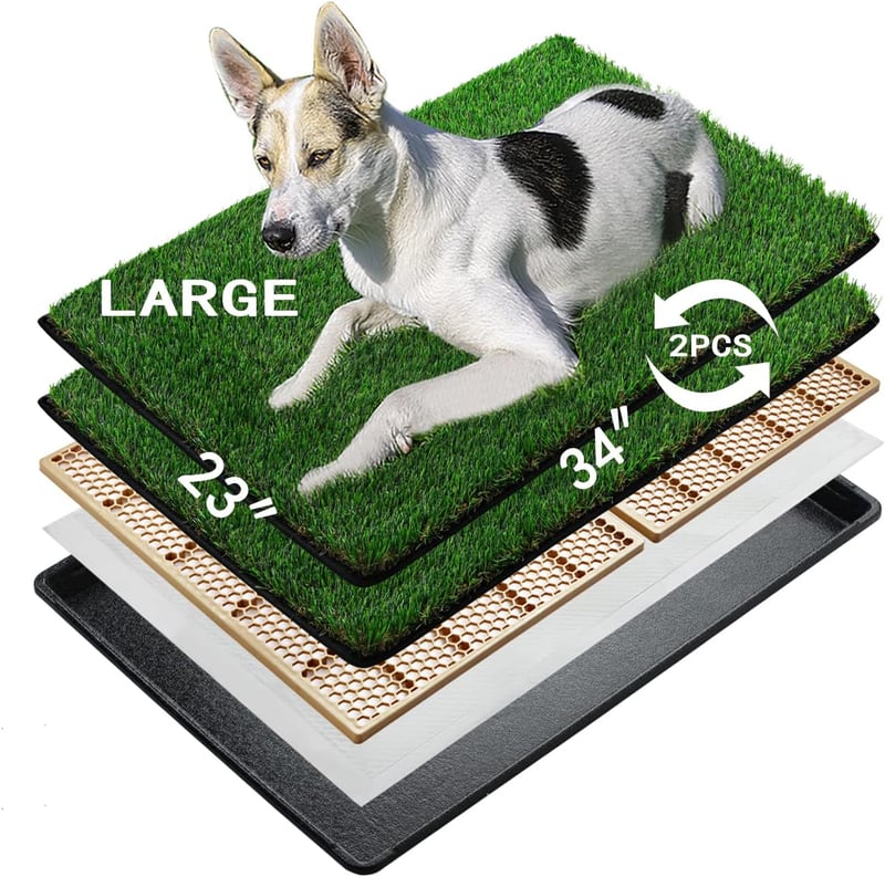 MEEXPAWS nagy műfű kutyavécé tálcával 85x59cm - otthoni és erkélyi használatra