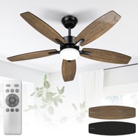 Mefine 106cm Mennyezeti Ventilátor Világítással, Távirányító, Fa Színű, Állítható Színhőmérséklet és Sebesség 1