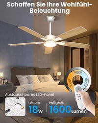 Mefine 132 cm Kétoldalas Mennyezeti Ventilátor Lámpával és Távirányítóval 4