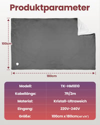Mefine elektromos takaró 180x100cm 6 hőfok 4 időzítő automatikus kikapcsolás 8