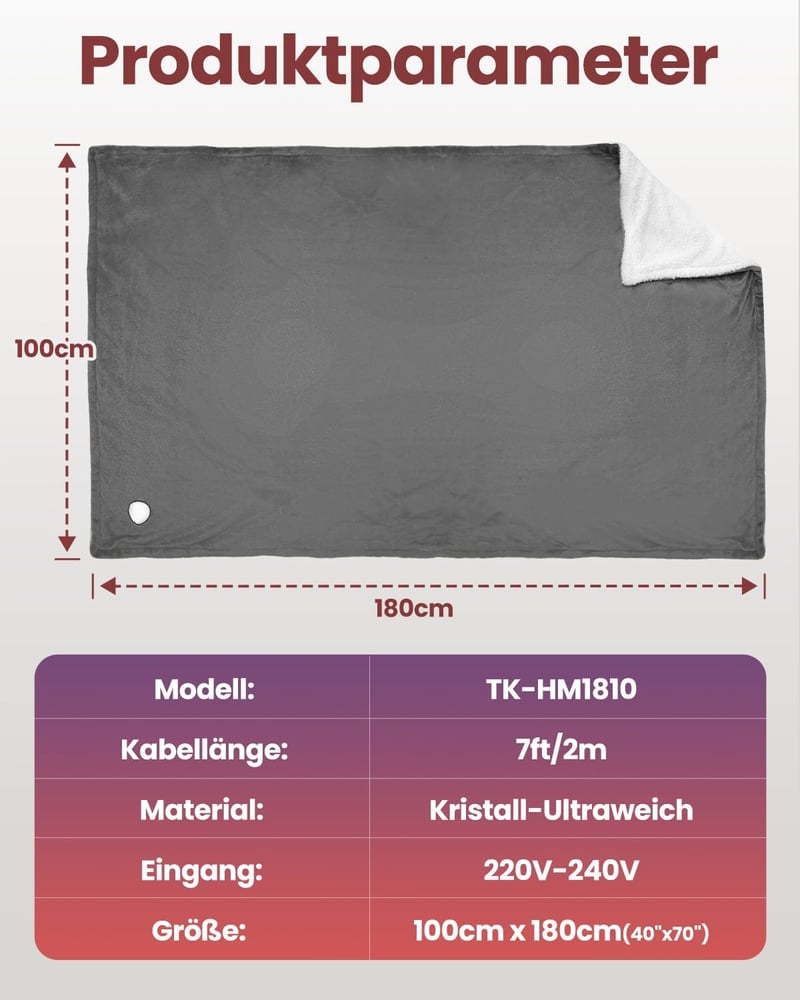 Mefine elektromos takaró 180x100cm 6 hőfok 4 időzítő automatikus kikapcsolás