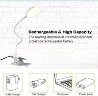 Mefine Olvasólámpa Csiptetős 20 LED Érintéses Szabályozás 3 Fényerő 3 Színhőmérséklet USB Tölthető Hajlékony Nyak Asztali Ágylámpa 3