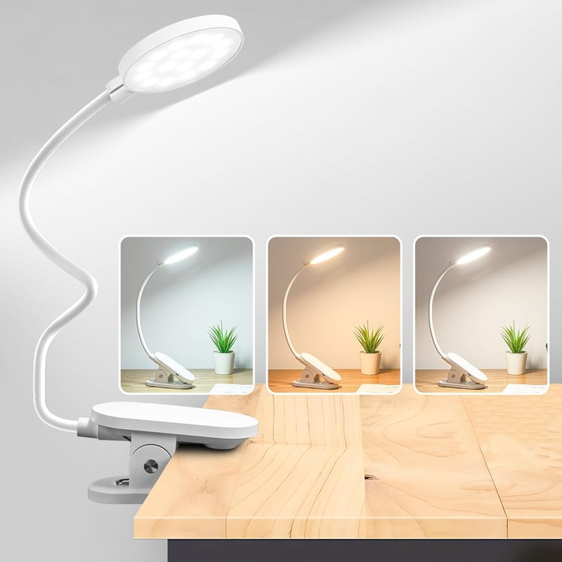 Mefine Olvasólámpa Csiptetős 20 LED Érintéses Szabályozás 3 Fényerő 3 Színhőmérséklet USB Tölthető Hajlékony Nyak Asztali Ágylámpa