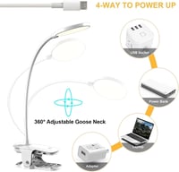 Mefine Olvasólámpa Csiptetős 20 LED Érintéses Szabályozás 3 Fényerő 3 Színhőmérséklet USB Tölthető Hajlékony Nyak Asztali Ágylámpa 4