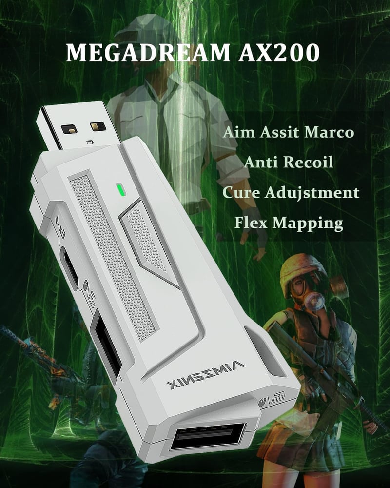 Adaptor mouse și tastatură Megadream AX200 pentru PC - Convertor MnK pentru jocuri FPS