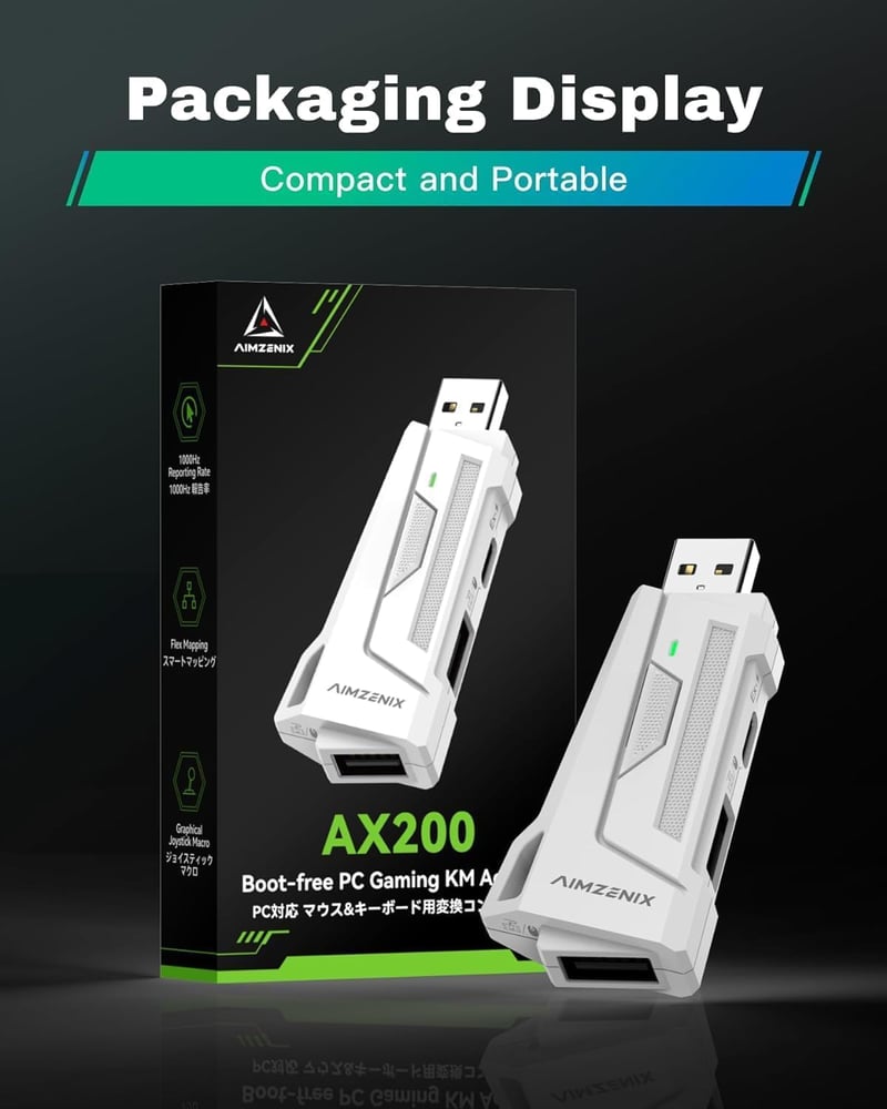 Adaptor mouse și tastatură Megadream AX200 pentru PC - Convertor MnK pentru jocuri FPS
