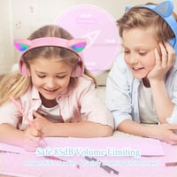 Megadream Bluetooth Fejhallgató Gyerekeknek - Macskafüles LED Világítással, Mikrofonnal, Összecsukható, 8+ Éves Fiúknak és Lányoknak (Fekete 6