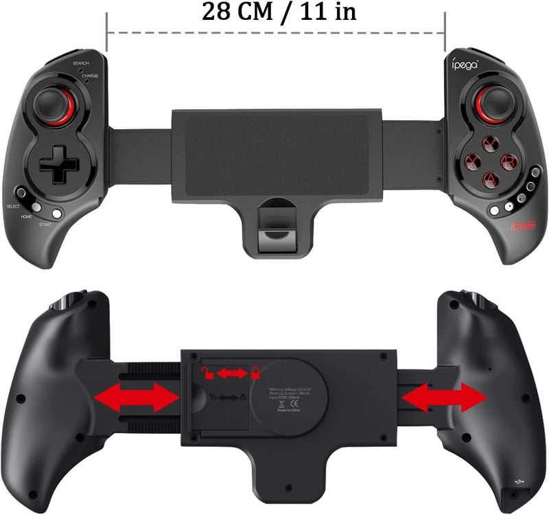 Megadream Bluetooth Játékvezérlő Android Telefonokhoz és Tabletekhez - Vezeték Nélküli Kontroller PUBG, Fortnite Játékokhoz, 10" Tartóval, F - FOR iOS