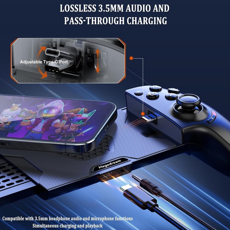 Megadream USB-C Mobilgamepad iPhone/Android Hall-Joystick PS5/PS4/Xbox/PC