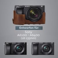 Husă foto din piele MegaGear MG1661 Ever Ready pentru Sony Alpha A6100/A6400 18-135mm - maro 4