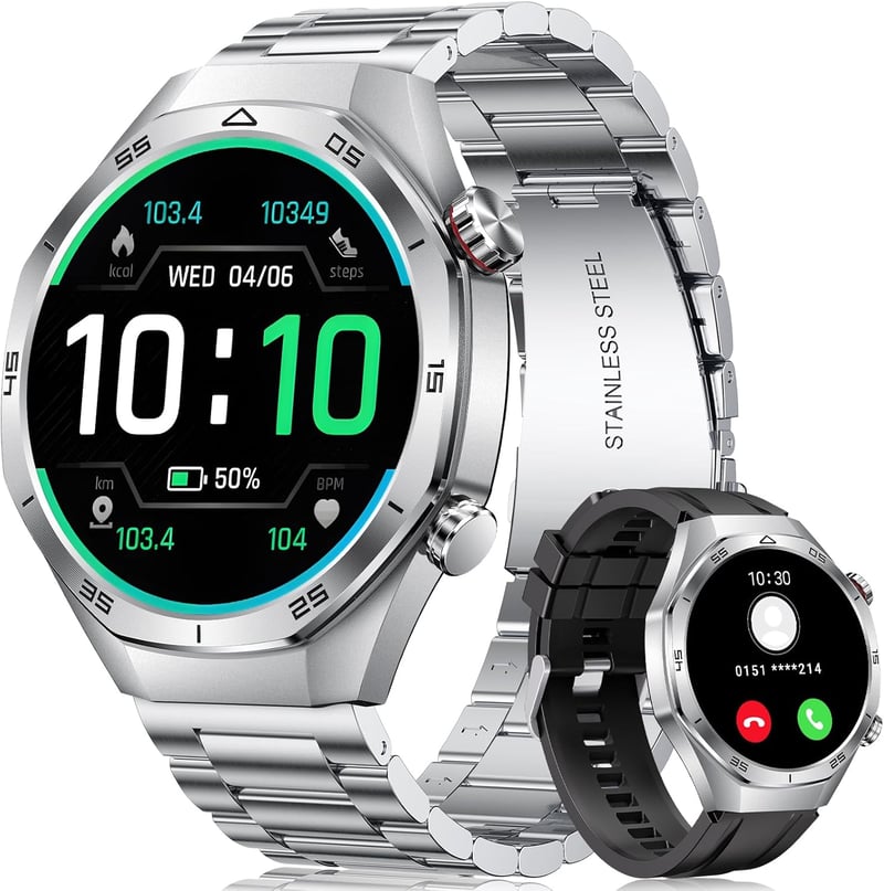 MEGALITH Okosóra Férfiaknak 1.52" IP67 Vízálló Fitness Óra - Lépésszámláló Aktivitásmérő Sport Okosóra Ezüst Android és iOS Kompatibilis

AI