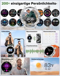MEGALITH Okosóra Férfiaknak - IP68 Vízálló Fitness Tracker, Lépésszámláló, Telefon Funkcióval, LED Lámpával, Android és iOS Kompatibilis Ker 8