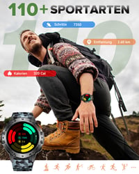 Pánske fitness inteligentné hodinky MEGALITH, LED baterka, vodotesnosť IP68, krokomer, športový tracker aktivity, kompatibilné s Android a iOS, bez GPS 2