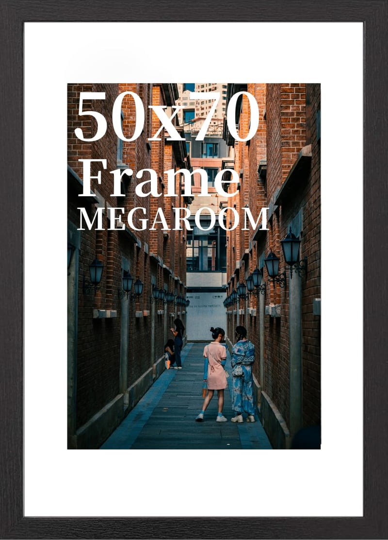 MEGAROOM Rám na obrazy 50x70 cm čierna – Veľký rám na plagáty s nerozbitným plexisklom, robustná MDF s textúrou dreva pre nástenné galérie a umelecké diela, 1 ks