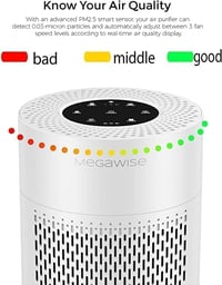 MEGAWISE Intelligens Légtisztító 100m² H13 HEPA Szűrővel és Levegőminőség Szenzorral 4