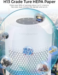 MEGAWISE Intelligens Légtisztító 100m² H13 HEPA Szűrővel és Levegőminőség Szenzorral 2