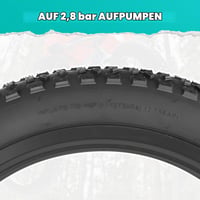 Set anvelope Meghna 20x3.0 pentru bicicletă electrică E-Bike MTB Fat Tire, compatibile cu 76-406, negru, set 2 anvelope, 2 camere și 2 leviere pentru montaj 6