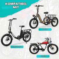 Set anvelope Meghna 20x3.0 pentru bicicletă electrică E-Bike MTB Fat Tire, compatibile cu 76-406, negru, set 2 anvelope, 2 camere și 2 leviere pentru montaj 7