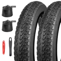 Set anvelope Meghna 20x3.0 pentru bicicletă electrică E-Bike MTB Fat Tire, compatibile cu 76-406, negru, set 2 anvelope, 2 camere și 2 leviere pentru montaj 1