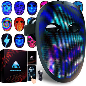 megoo LED Maszk Bluetooth Gesztusfelismeréssel Karneválra Halloween Cosplay Partira