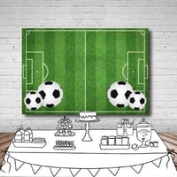 MEHOFOND 7x5ft Futball Témájú Fiú Születésnapi Fotóháttér Zöld Pályás Party Dekoráció 5