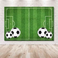 MEHOFOND 7x5ft Futball Témájú Fiú Születésnapi Fotóháttér Zöld Pályás Party Dekoráció 2