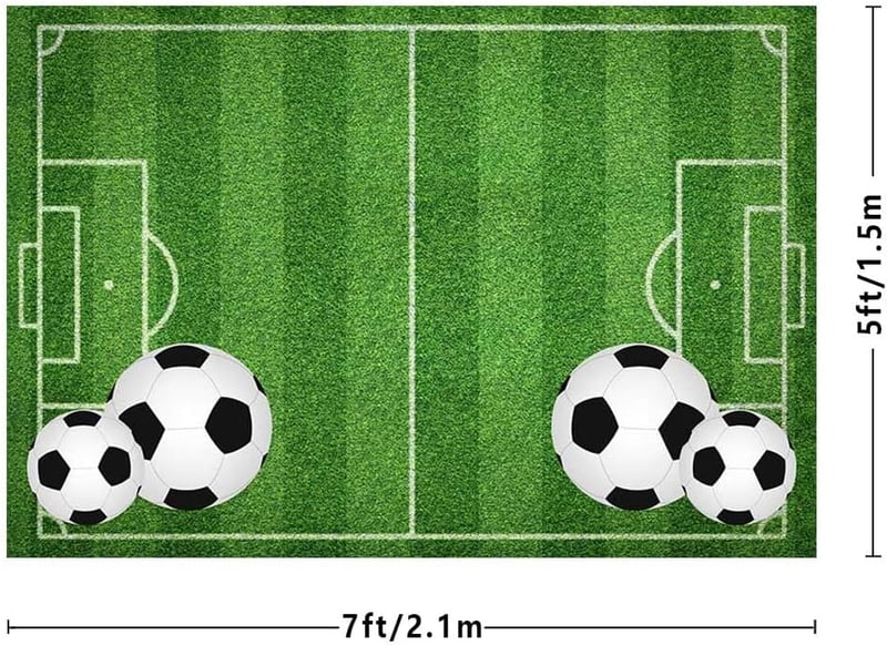 MEHOFOND 7x5ft Futball Témájú Fiú Születésnapi Fotóháttér Zöld Pályás Party Dekoráció