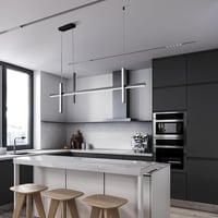 meibeileil Fekete Függőlámpa 100 cm - Távirányítós Dimmelhető LED Mennyezeti Lámpa Étkezőasztal Fölé, Lineáris Csillár Nappaliba, Konyhába,  4