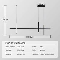 meibeileil Fekete Függőlámpa 100 cm - Távirányítós Dimmelhető LED Mennyezeti Lámpa Étkezőasztal Fölé, Lineáris Csillár Nappaliba, Konyhába,  1
