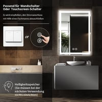 Meidom 70x50 cm LED fürdőszobai tükör, anti-fog, 3 színhőmérséklet, dimmer 7