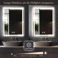 Meidom 70x50 cm LED fürdőszobai tükör, anti-fog, 3 színhőmérséklet, dimmer 6