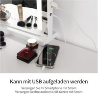 Meidom Álló Sminkasztal Tükör 43x61 cm LED Világítással, 3 Színhőmérséklet, USB Töltő, Érintésvezérlés, Fehér Fém Keret, Hálószobába 5