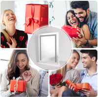 Meidom Álló Sminkasztal Tükör 43x61 cm LED Világítással, 3 Színhőmérséklet, USB Töltő, Érintésvezérlés, Fehér Fém Keret, Hálószobába 7