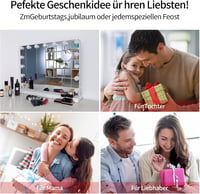 Meidom Hollywood Sminkasztal 58x46cm Tükör LED Világítással - 3 Színhőmérséklet, 15 Fényerőszint, USB, Érintésvezérlés, Alumínium Keret,  6