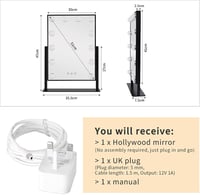 Meidom Sminkasztal Tükör 35.5 x 47CM LED Világítással - 360° Forgatható, 3 Színhőmérséklet, , Fekete Hollywood Tükör 5