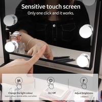 Meidom Sminkasztal Tükör 35.5 x 47CM LED Világítással - 360° Forgatható, 3 Színhőmérséklet, , Fekete Hollywood Tükör 4