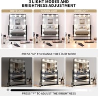 Meidom Sminkasztal Tükör 35.5 x 47CM LED Világítással - 360° Forgatható, 3 Színhőmérséklet, , Fekete Hollywood Tükör 2