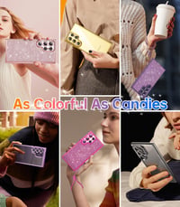 Meifigno Candy Series Tok Samsung Galaxy S24 Ultra 6.8" - Katonai Védelem Csillogó Kártyatartóval és Csuklópánttal 6