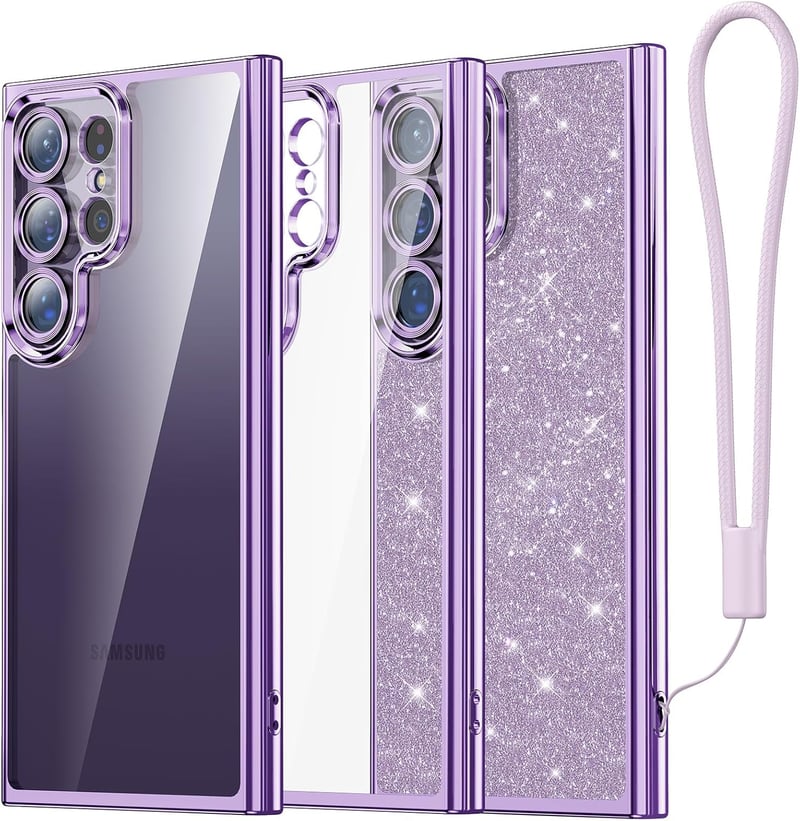 Meifigno Candy Series Tok Samsung Galaxy S24 Ultra 6.8" - Katonai Védelem Csillogó Kártyatartóval és Csuklópánttal