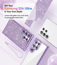 Meifigno Candy Series Tok Samsung Galaxy S24 Ultra 6.8" - Katonai Védelem Csillogó Kártyatartóval és Csuklópánttal 5